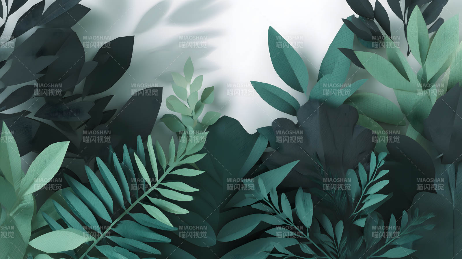 绿色植物的纸艺拼贴-图片