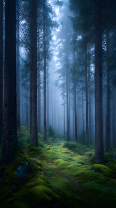 迷霧森林幽靜深邃-圖片