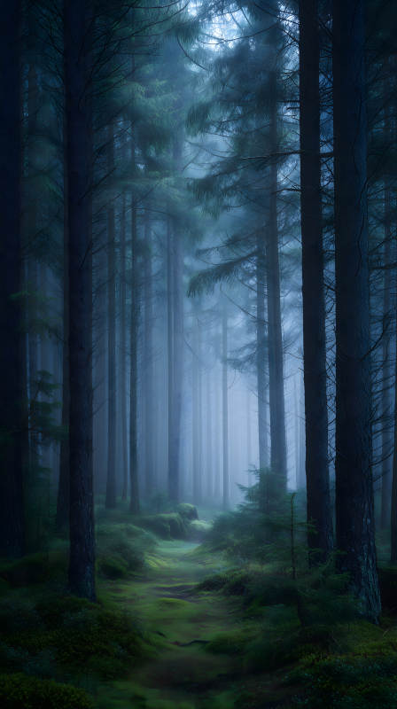 幽暗森林迷雾笼罩-图片