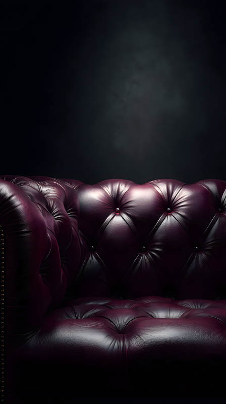 紫红色真皮沙发特写-图片