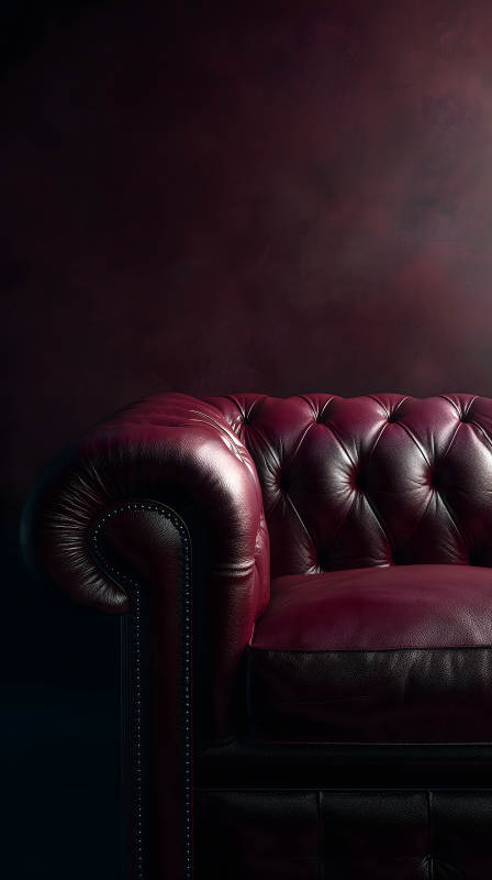 红色皮沙发特写-图片