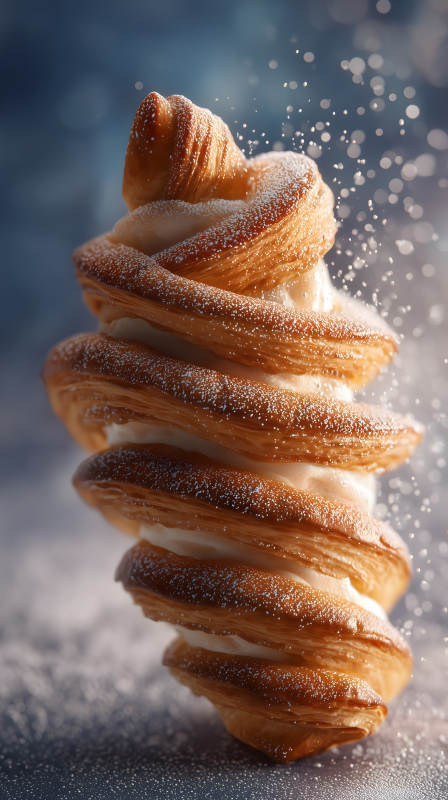 奶油酥皮點綴雪花-圖片