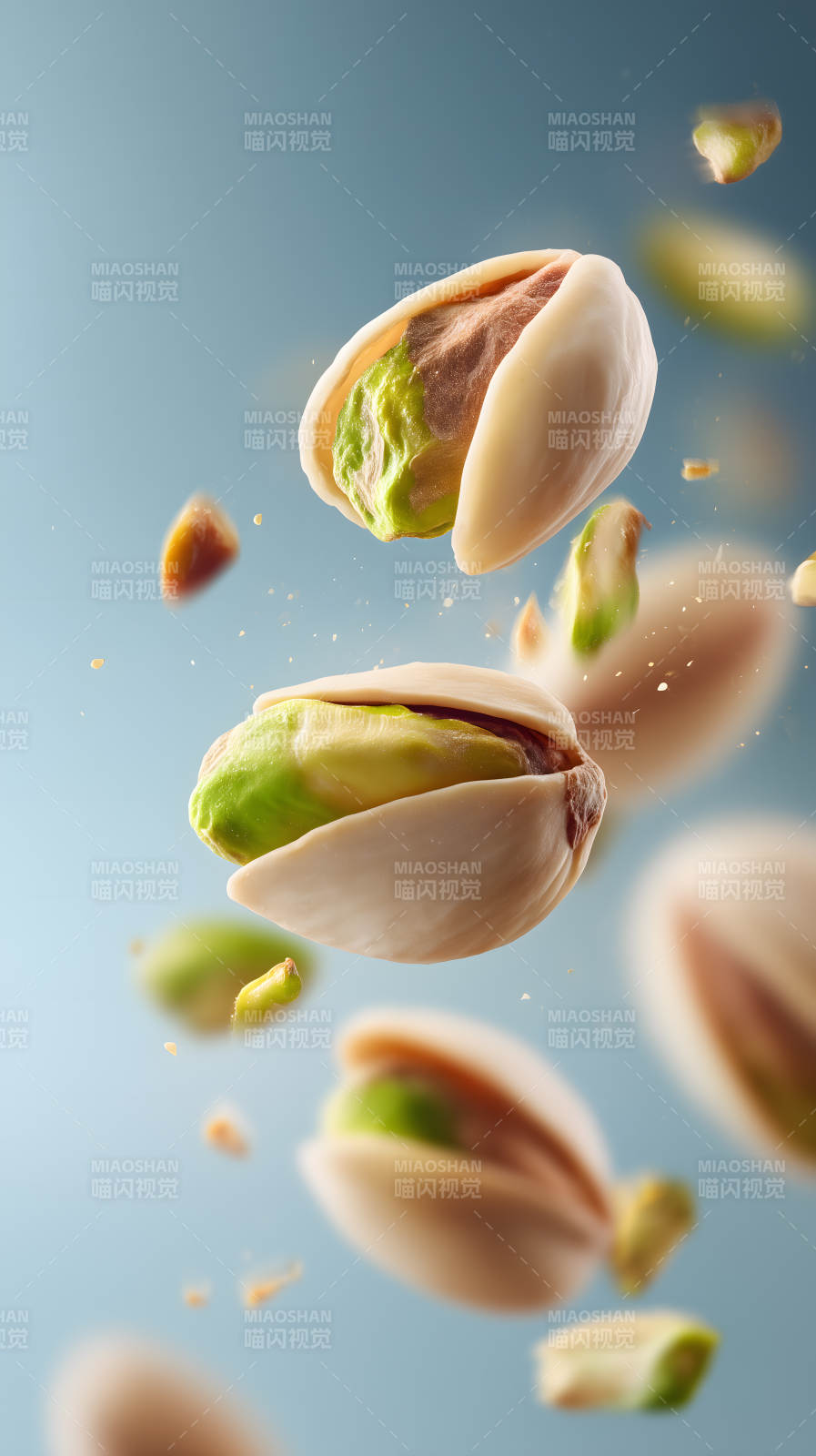 飛濺的開心果特寫-圖片