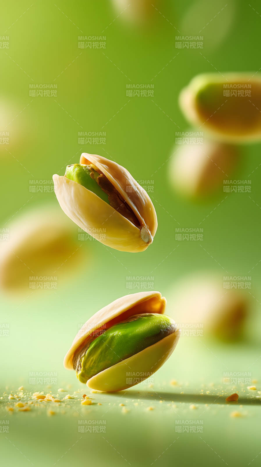 新鮮碧綠開心果特寫-圖片
