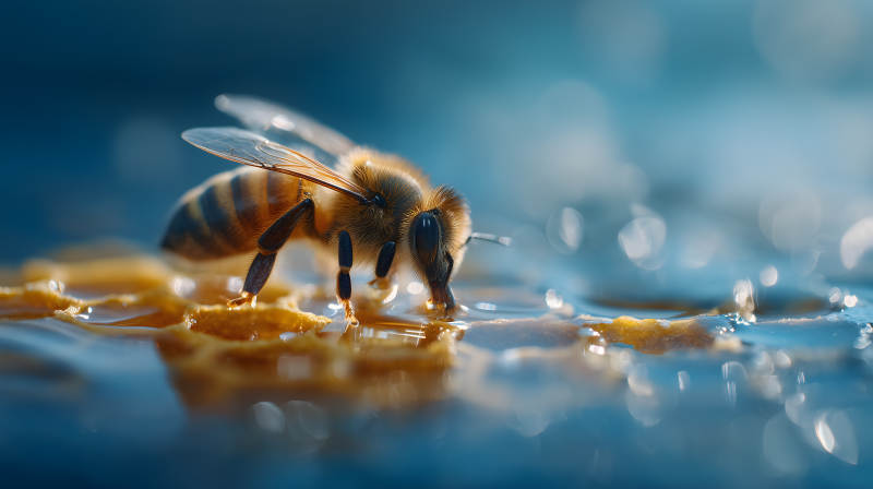 蜜蜂采蜜特写画面-图片