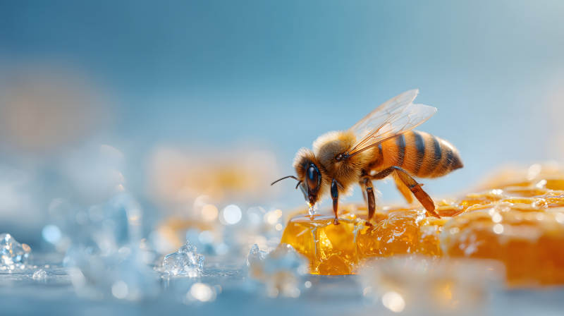 蜜蜂吸蜜清晰特写-图片