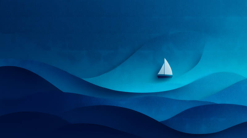 蓝海帆船静谧远航-图片