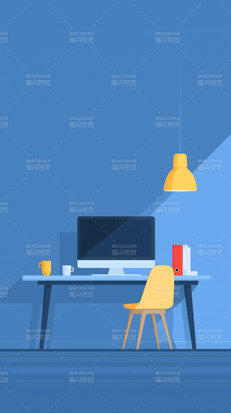 简约办公场景插画-图片