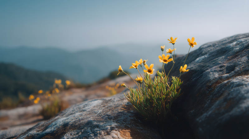 山间小花绽放光芒-图片