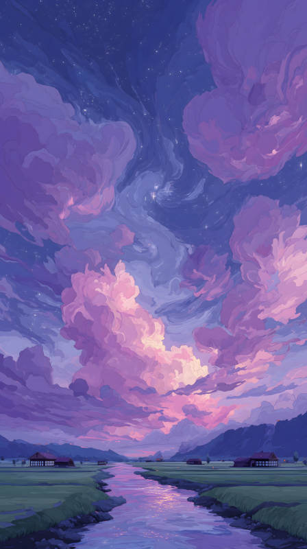紫霞晚空河-图片