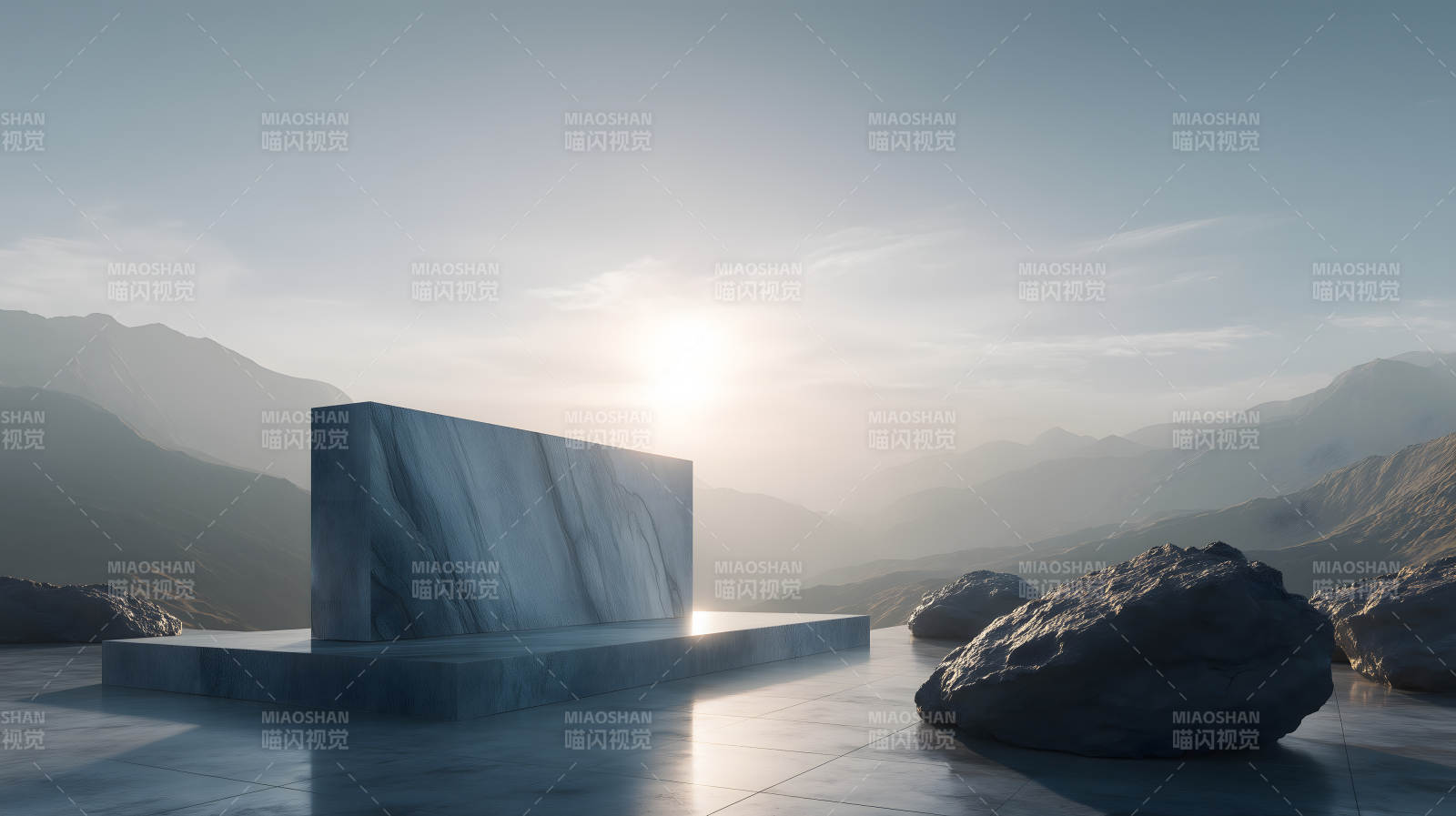 山石矗立日光澄澈-圖片