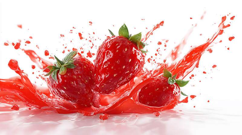 草莓飞溅果汁四射-图片