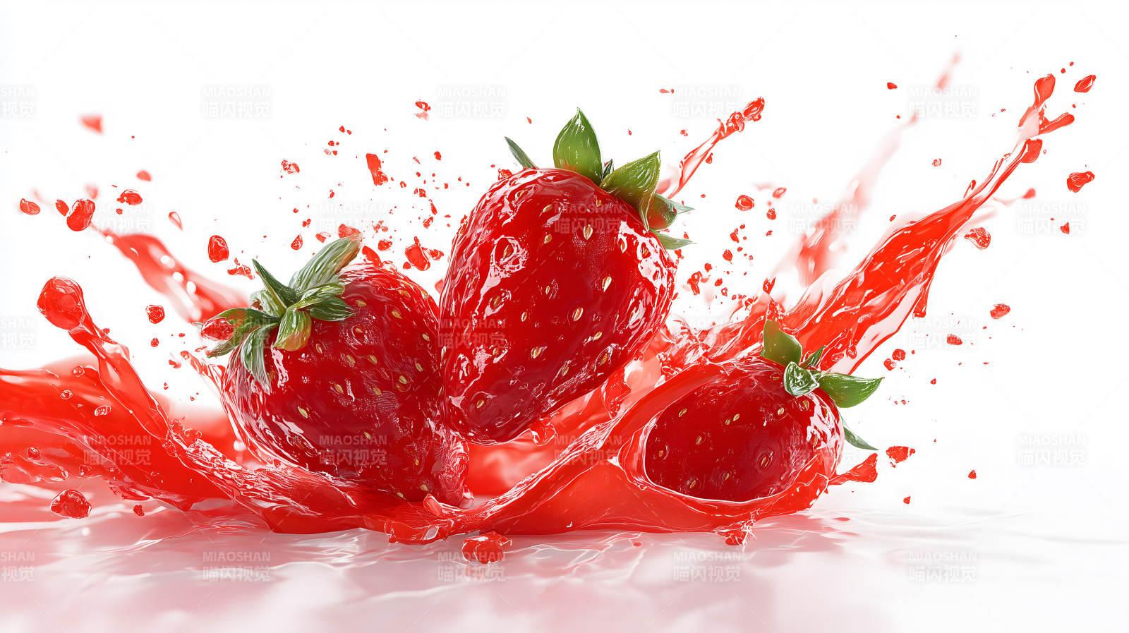 草莓飞溅果汁四射-图片