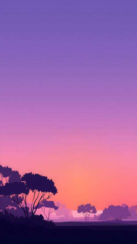 落日下的树林剪影-图片