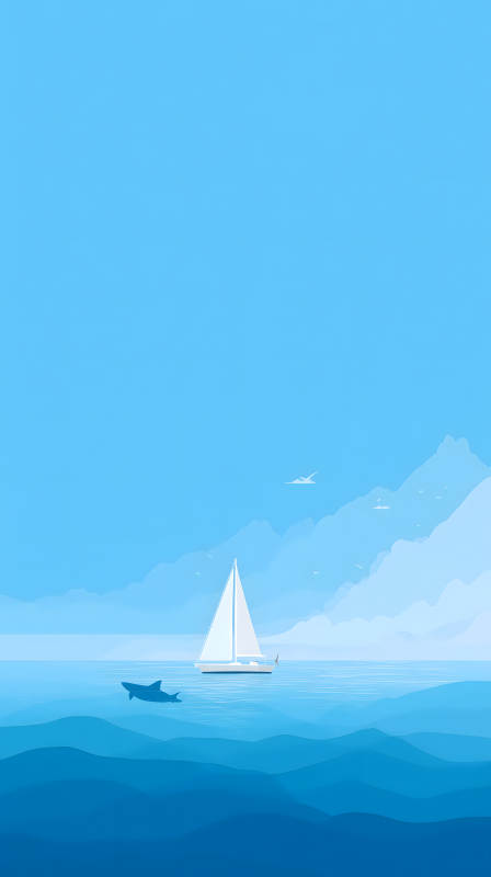 海面风光帆船静谧-图片