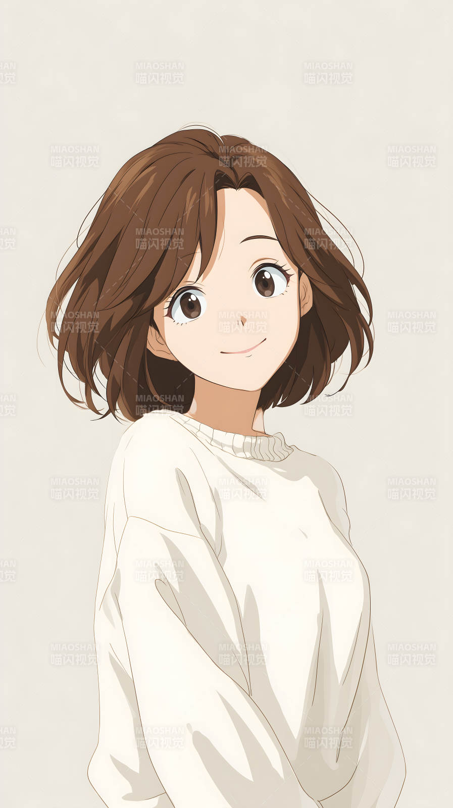 可爱女孩棕发微笑-图片