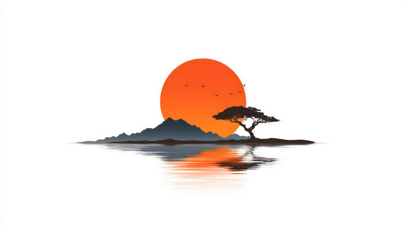 日落山河景色优美-图片