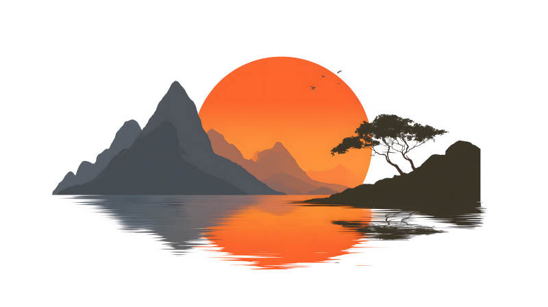 落日山水剪影-图片