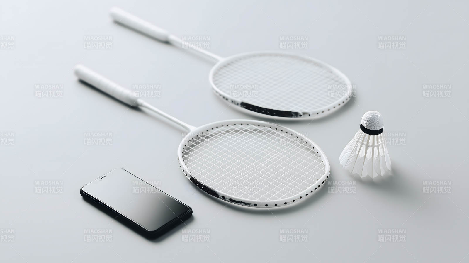 羽毛球装备与手机-图片