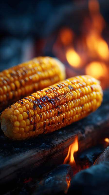 烤玉米篝火美味誘人-圖片