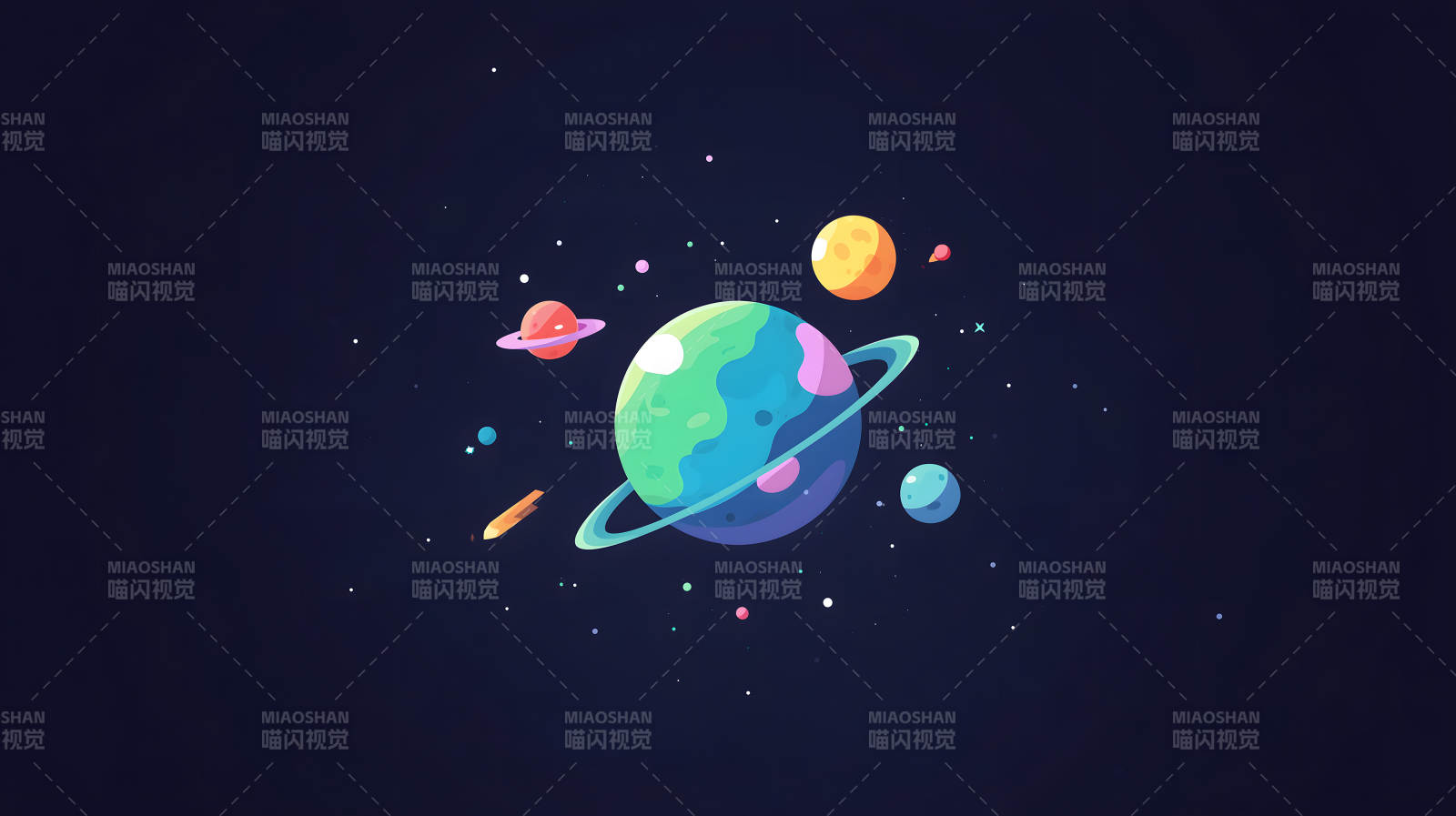 宇宙星球卡通风景图-图片
