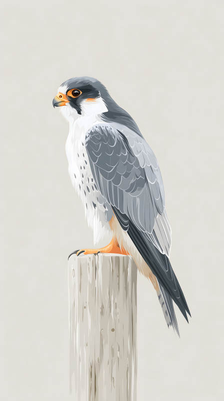 隼鸟栖息木桩上-图片