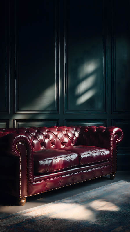 深色房间红色沙发-图片