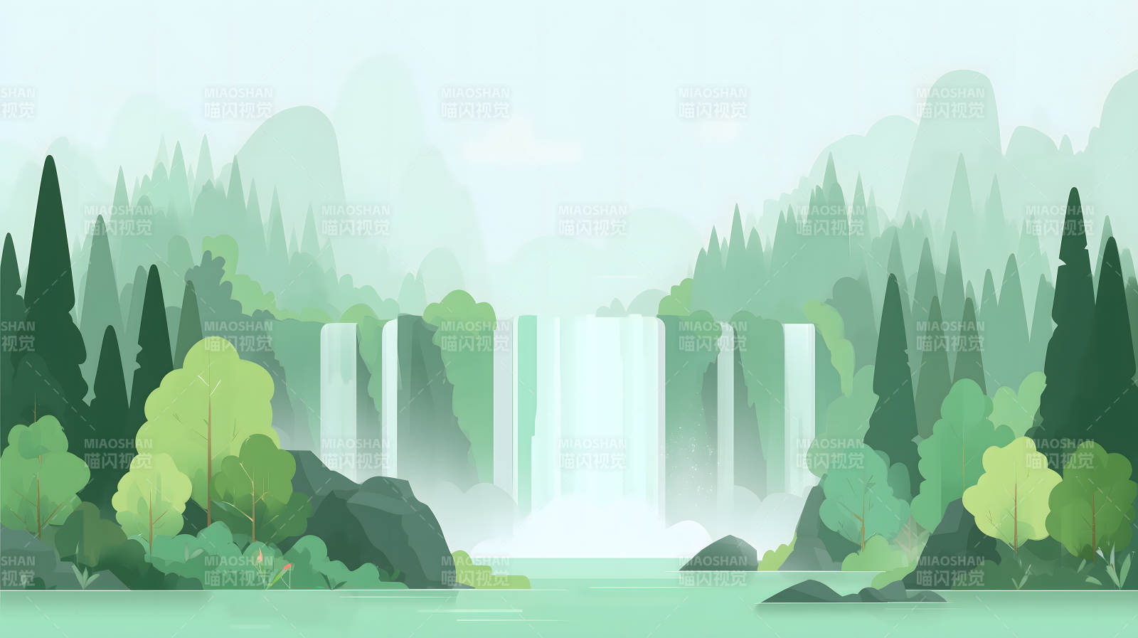 瀑布森林美景-图片