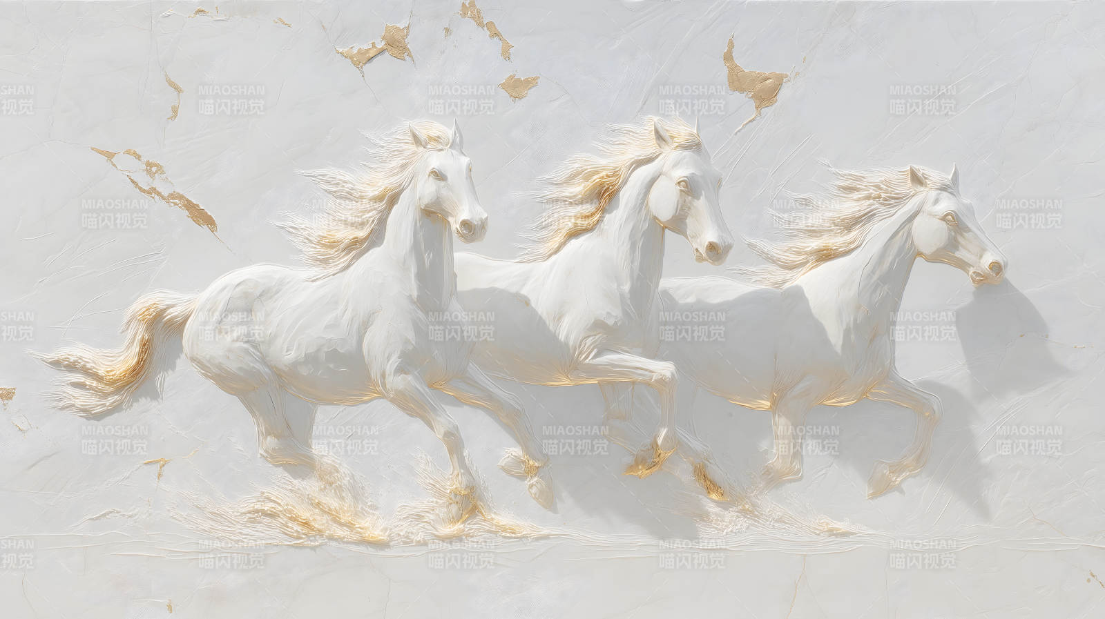 白马奔腾金光闪耀-图片
