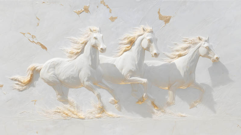 白马奔腾金光闪耀-图片