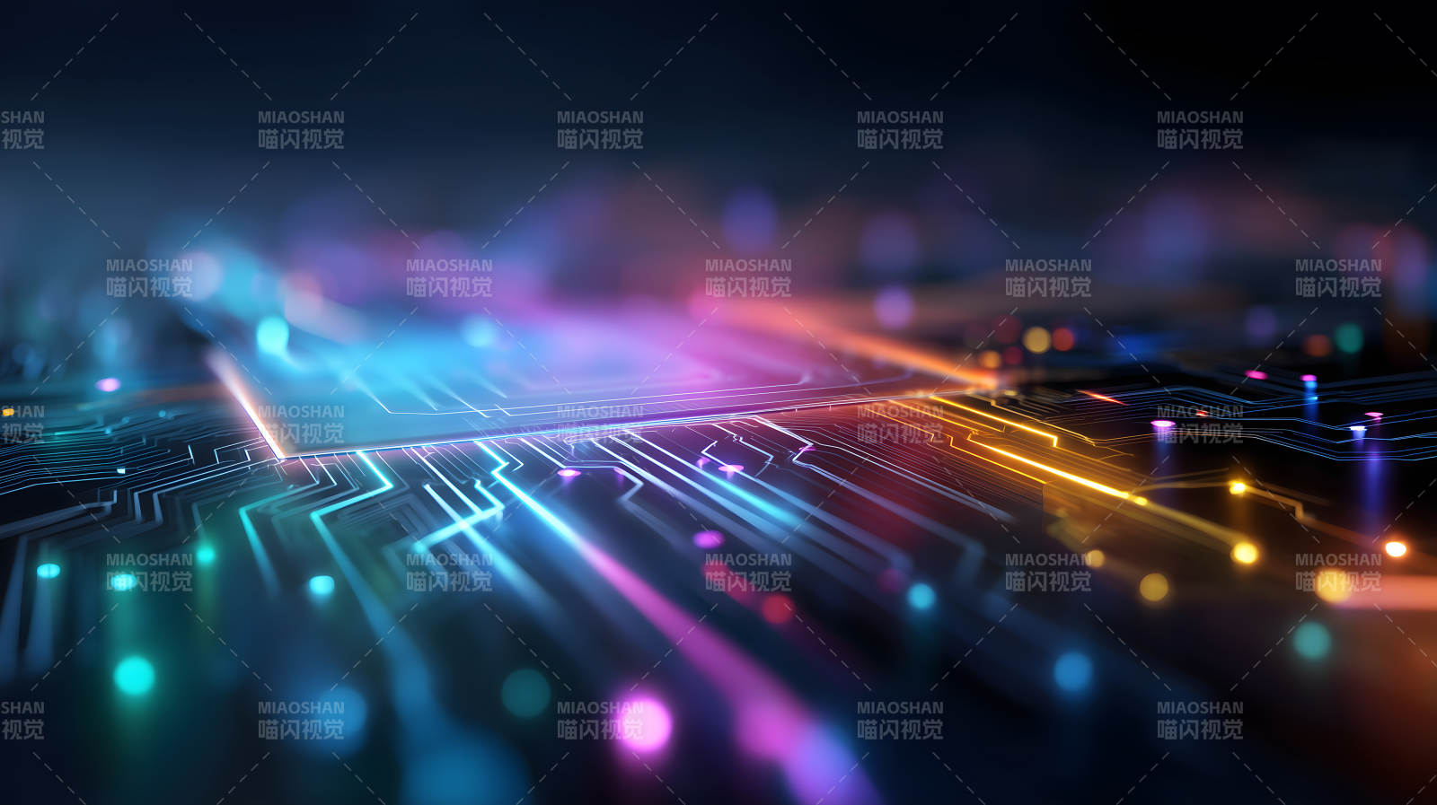 電路板光線交織-圖片