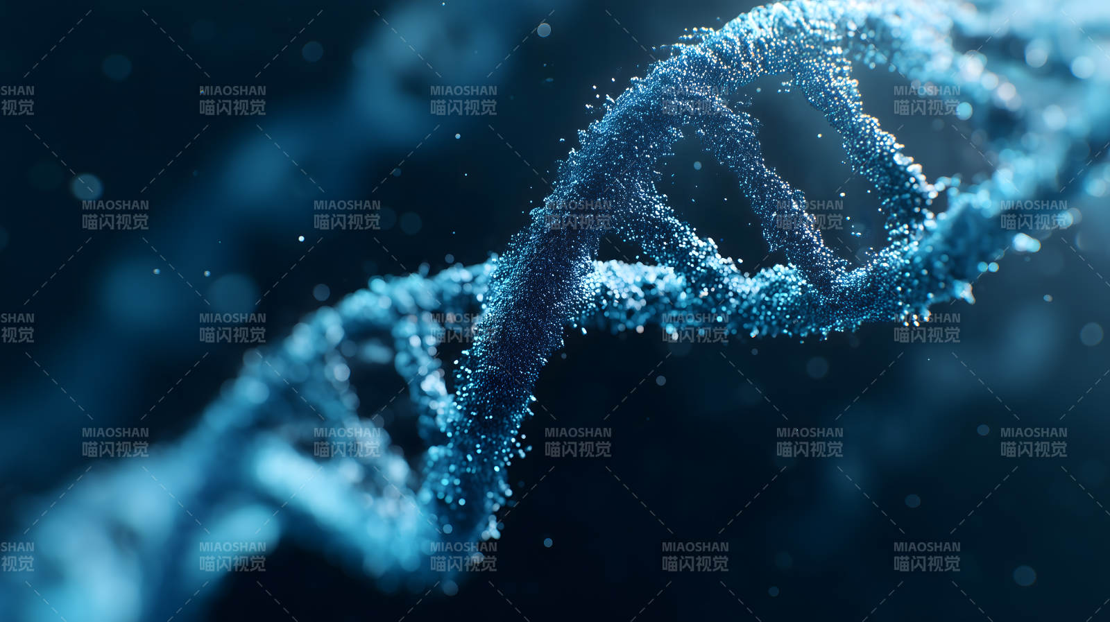 蓝色DNA分子螺旋结构-图片