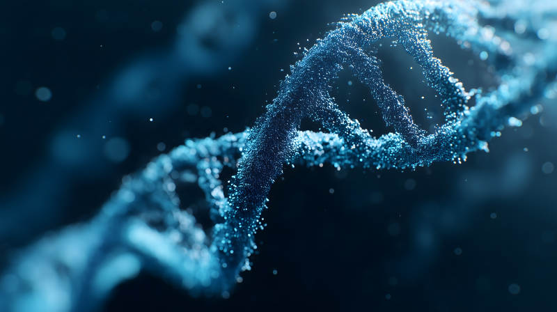 蓝色DNA分子螺旋结构-图片