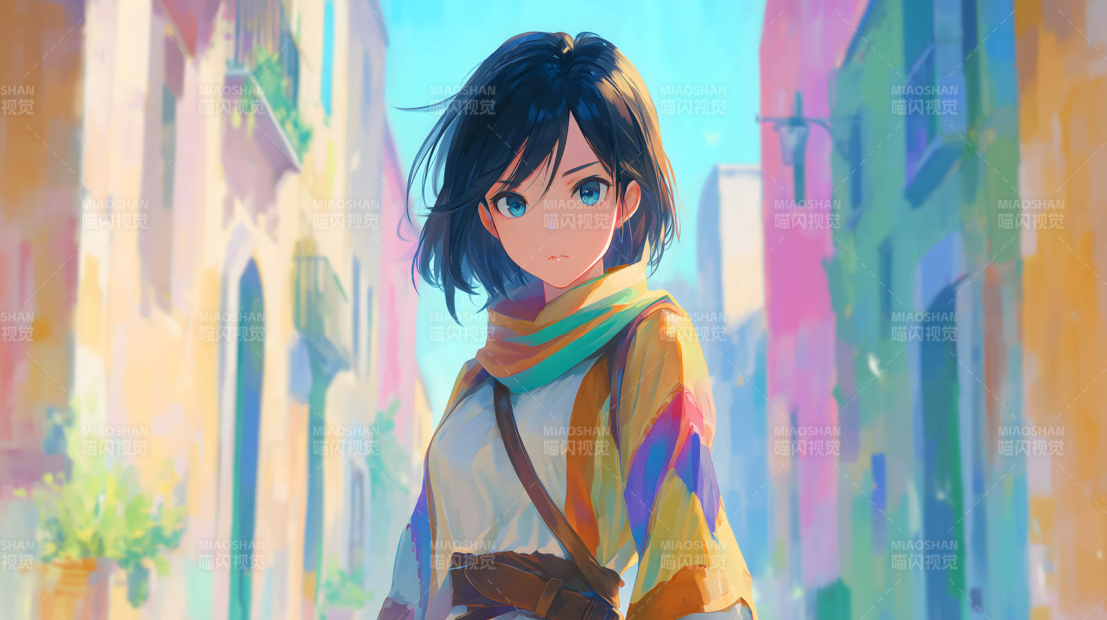 动漫女孩街景-图片