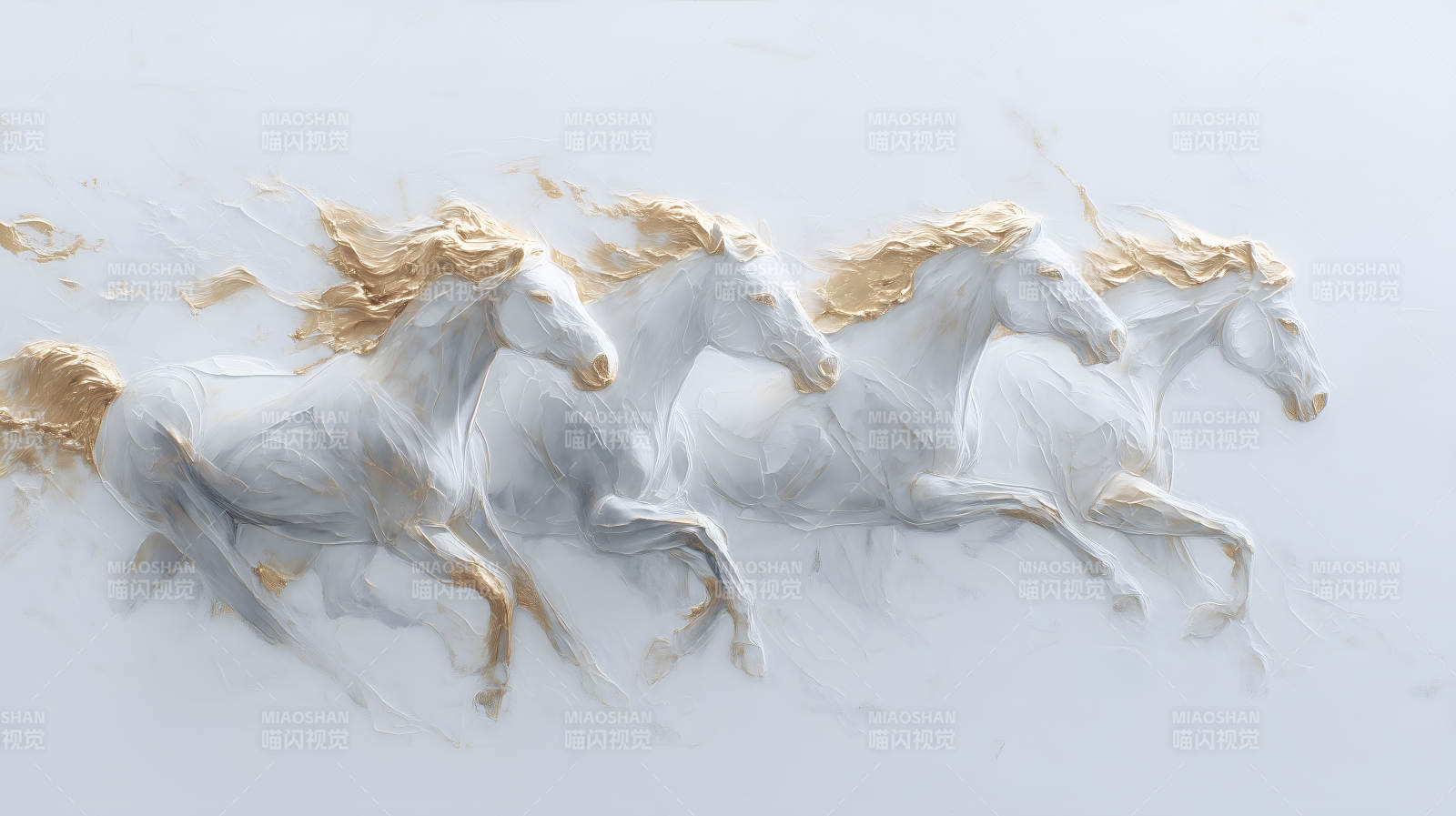 白马奔腾金色鬃毛-图片