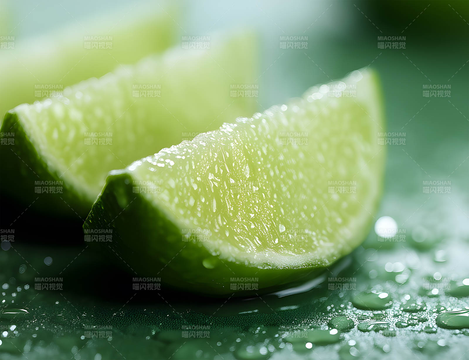 青柠特写清新水滴-图片