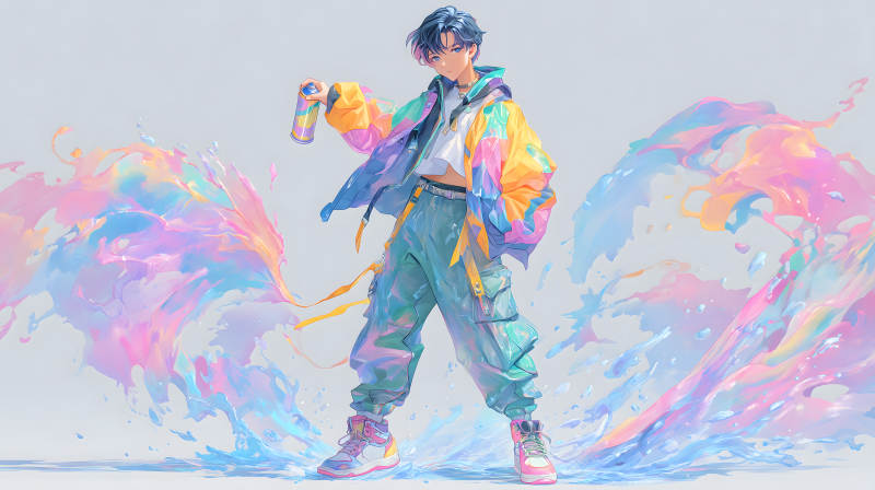 动漫少年涂鸦艺术-图片