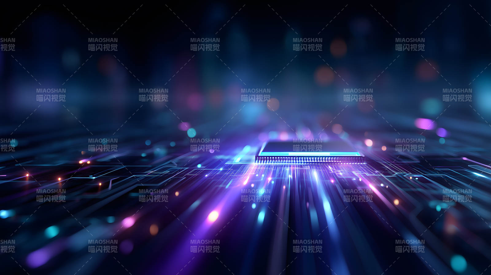 芯片数据流动科幻场景-图片