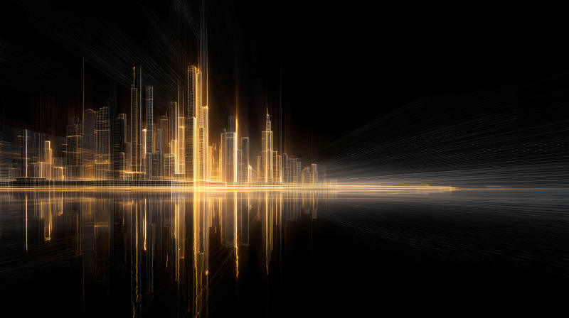 金色城市夜景图-图片