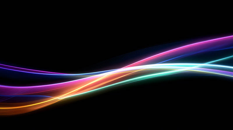 彩色光线流淌黑色背景-图片