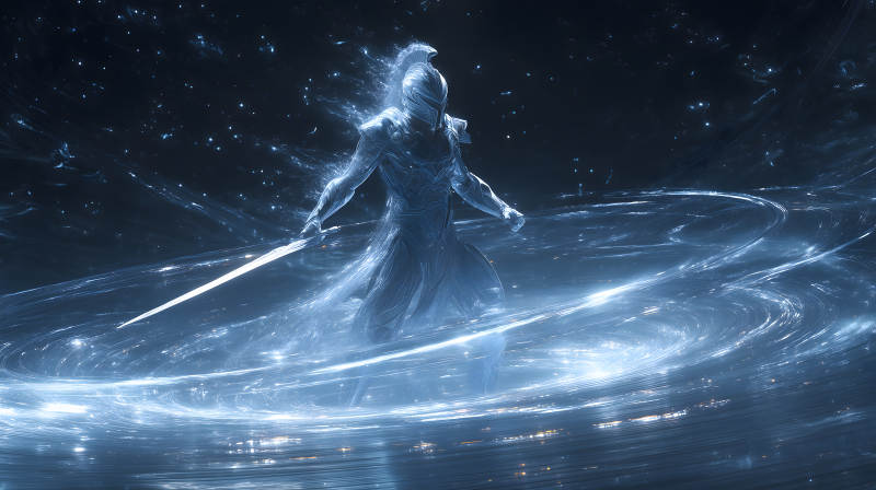 虚幻战士持剑立于星河-图片