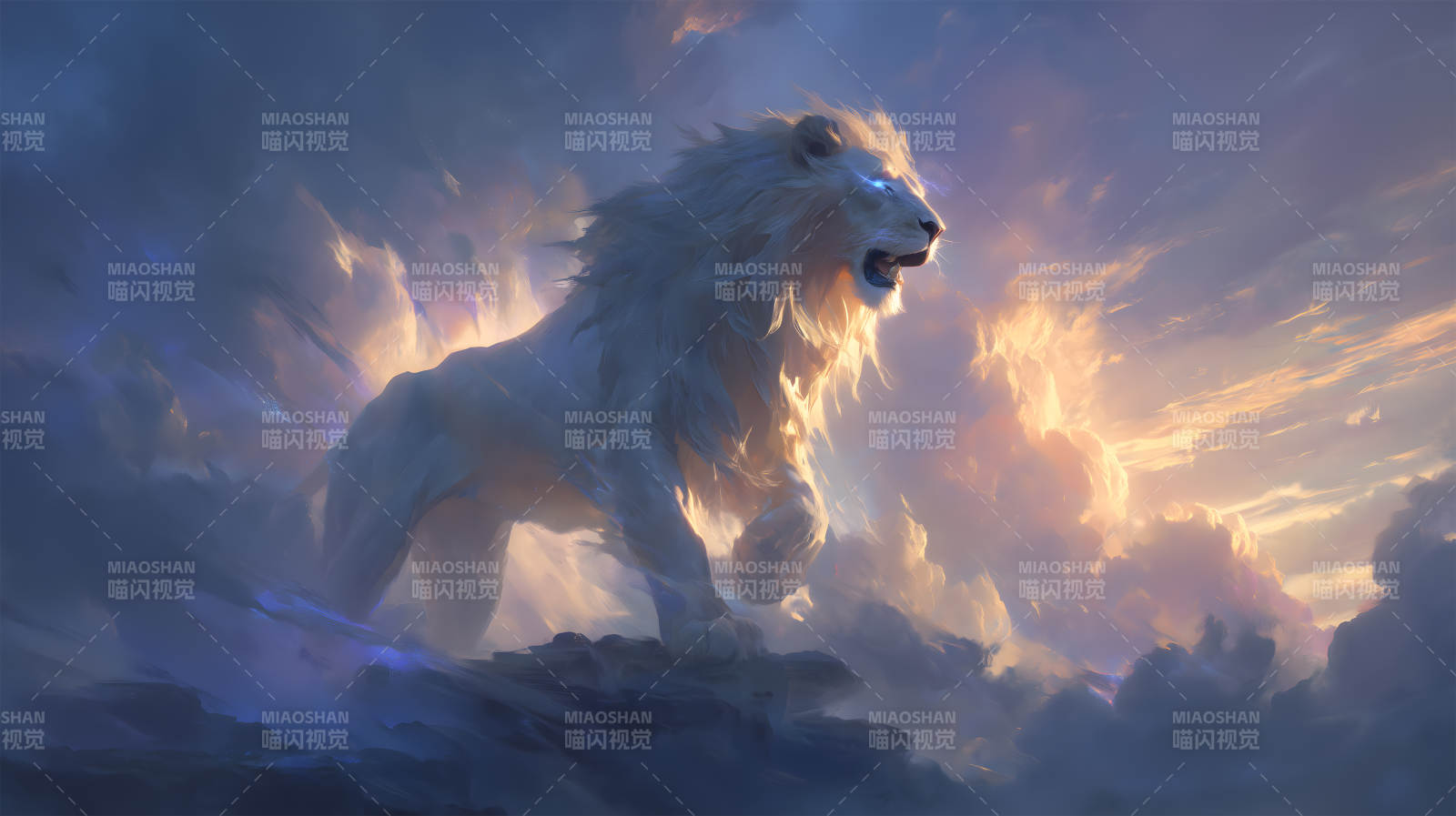 雄獅咆哮于云海之上-圖片