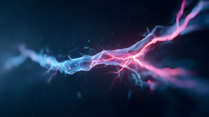 能量碰撞蓝色粉色光线-图片