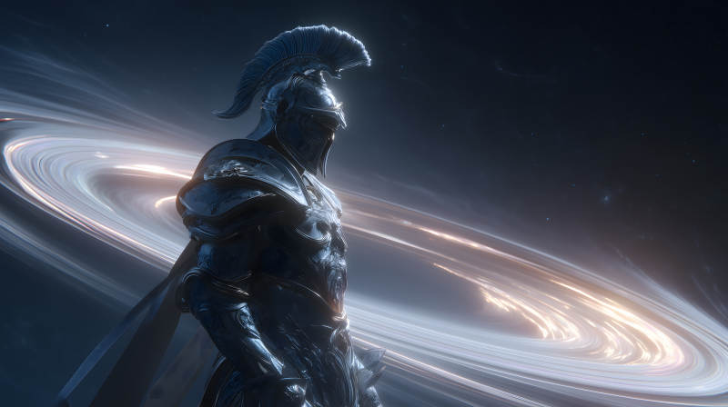 银甲战士凝视宇宙-图片