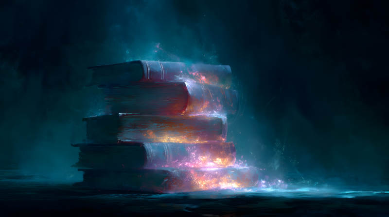 魔法書籍堆疊發(fā)光-圖片