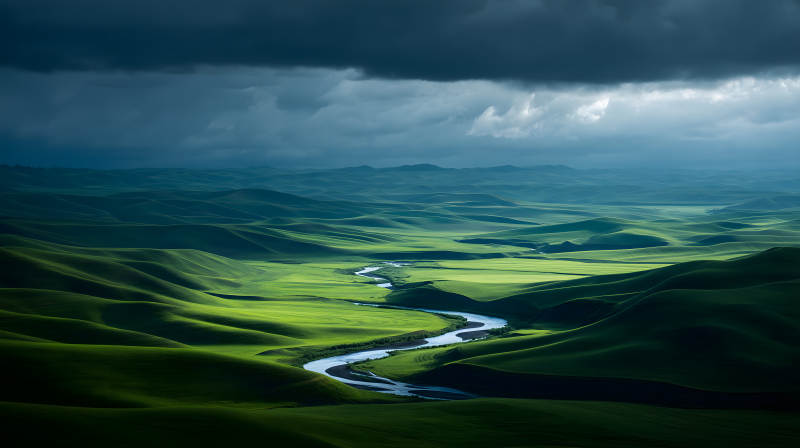 绿野苍穹山川河流-图片