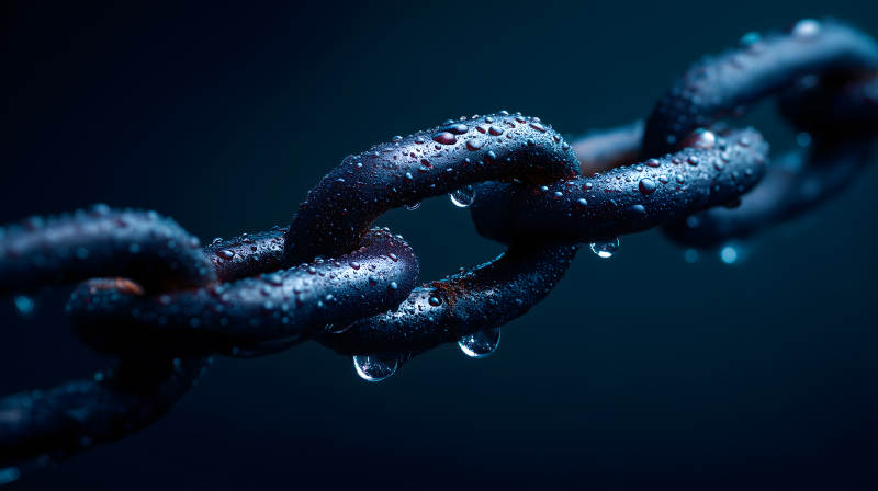鏈條水珠特寫質感十足-圖片