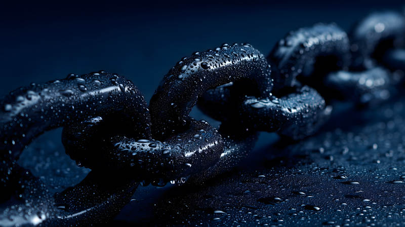 深藍色鏈條特寫細節-圖片