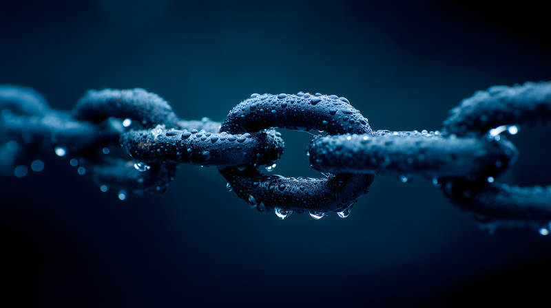 鏈條特寫水珠點綴-圖片