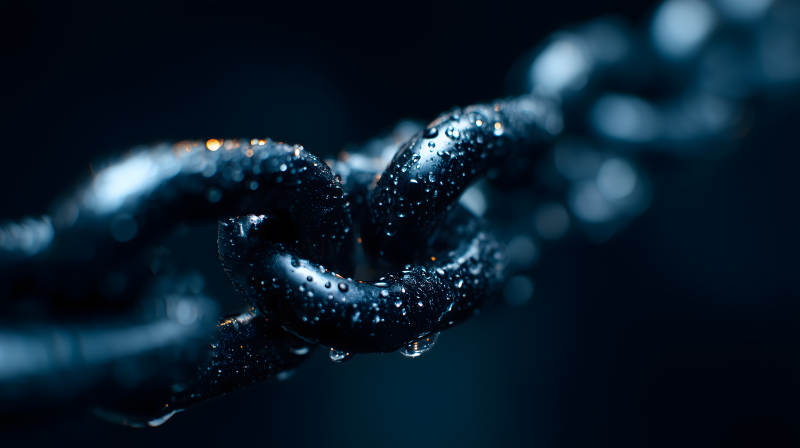 湿漉漉的链条特写-图片